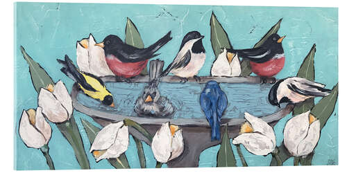 Acrylic print Garden Bird Bath Party