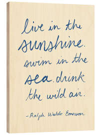 Tableau en bois Live in the Sunshine - Ralph Waldo Emerson, Zitat - Victoria Barnes