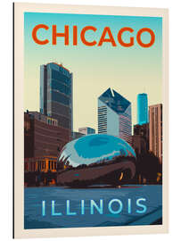 Tableau en aluminium Chicago Retro Travel Art