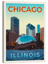 Canvas print Chicago Retro Travel Art - Victoria Barnes