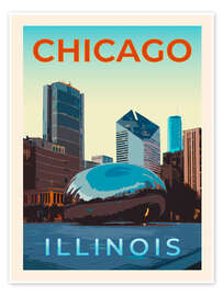 Wall print Chicago Retro Travel Art - Victoria Barnes