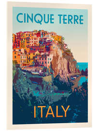 Akrylglastavla Cinque Terre Retro Travel Art - Victoria Barnes