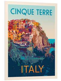Foam board print Cinque Terre Retro Travel Art - Victoria Barnes