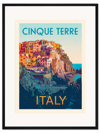 Gerahmter Kunstdruck Cinque Terre Retro Reisekunst