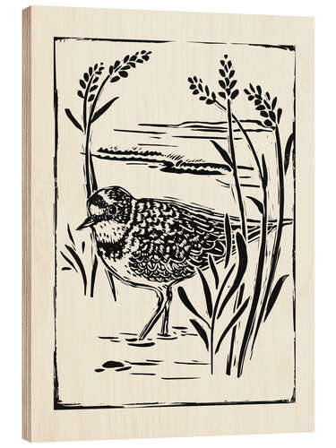 Quadro de madeira Seabird in Linocut Style II