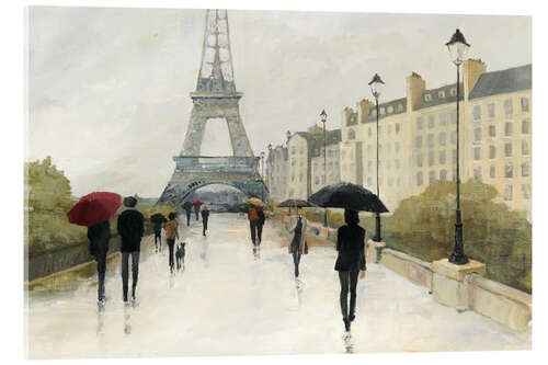 Acrylglas print Eiffel in the Rain Marsala Umbrella