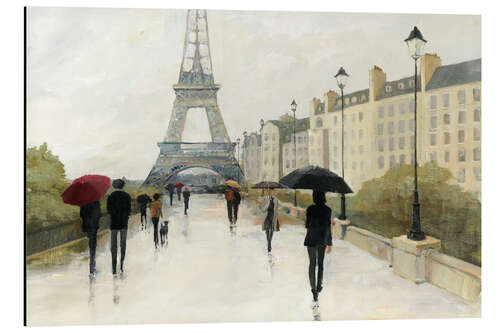 Tableau en aluminium Eiffel in the Rain Marsala Umbrella