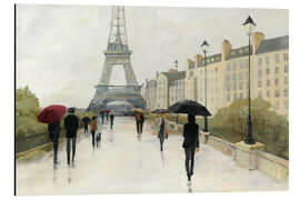 Tableau en aluminium Eiffel in the Rain Marsala Umbrella - Avery Tillmon