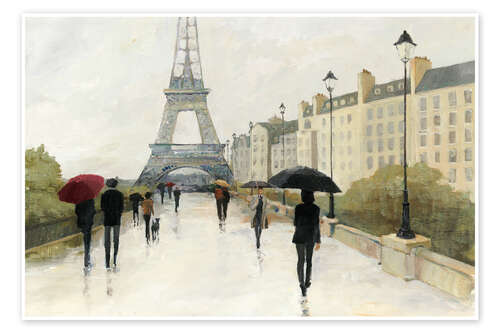 Poster Eiffel in the Rain Marsala Umbrella