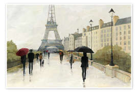 Wall print Eiffel in the Rain Marsala Umbrella - Avery Tillmon