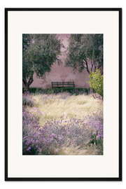 Gerahmter Kunstdruck Lavendel-Garten