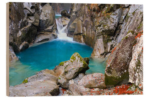 Wood print River Sarca, Valley Val di Genova, Italy