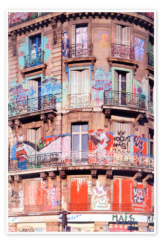 Poster Haus mit Graffiti, Paris