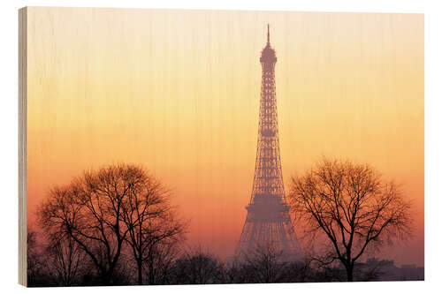Quadro de madeira Evening Tuning at the Eiffel Tower
