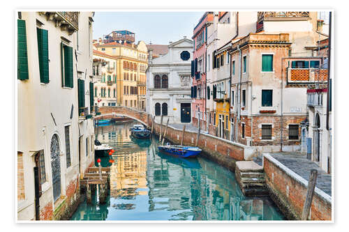 Poster Venedig mit Kanal und Brücke