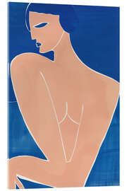 Obraz na szkle akrylowym Minimalist female nude in peach and blue