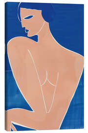 Canvas print Minimalist female nude in peach and blue - Frank Daske