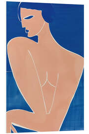 Stampa su PVC Minimalist female nude in peach and blue