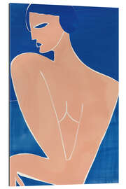 Galleritryck Minimalist female nude in peach and blue