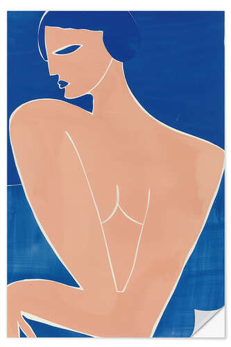 Sisustustarra Minimalist female nude in peach and blue