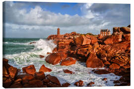 Canvas print Stormy Pink Granite Coast in Brittany - Achim Thomae