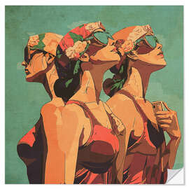 Wandsticker Sonnenbadende Mädchen