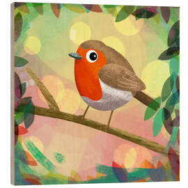 Holzbild Glücksbote Robin - Julia Reyelt