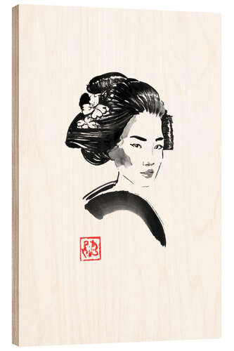 Wood print Geisha hair style