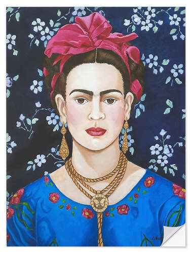Selvklæbende plakat Frida with flowers