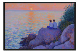 Gerahmter Kunstdruck Abendlicht am Meer