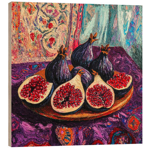 Tableau en bois Still life with figs