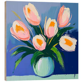Holzbild Schleier der leuchtenden Tulpen