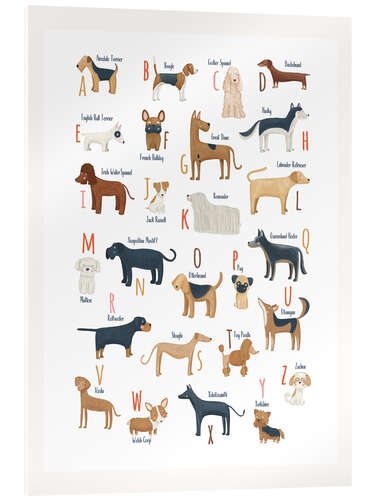 Tableau en verre acrylique Dog Breed Alphabet