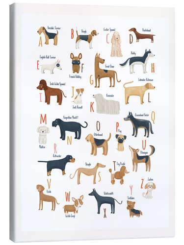Lienzo Dog Breed Alphabet