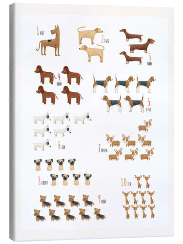 Leinwandbild Mit Hunden Zählen lernen