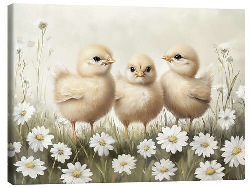 Quadro em tela Vintage Easter Chicks