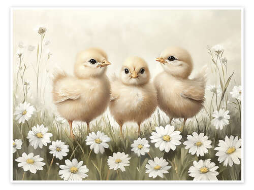 Póster Vintage Easter Chicks