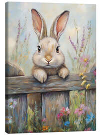 Canvas print Vintage Easter Bunny in Rustic Fence - TAlex