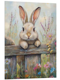 PVC print Vintage Easter Bunny in Rustic Fence