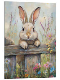 Galleriprint Vintage Easter Bunny in Rustic Fence