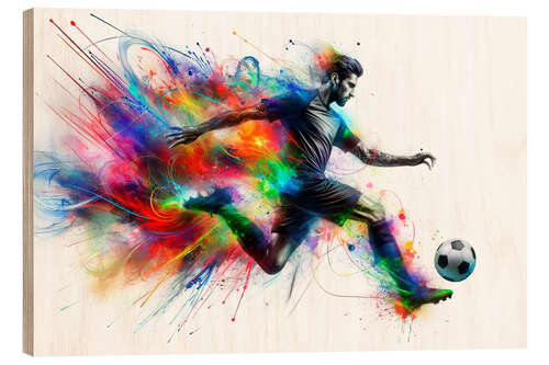 Tableau en bois Football player in action