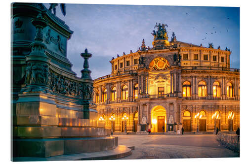 Acrylglasbild Dresden Semperoper am Abend