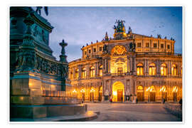 Wall print Dresden Semperoper in the evening - Oliver Henze