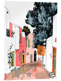 Tableau en verre acrylique Streets of Sidi Bou Said, Tunisia - Anastasia Mamoshina
