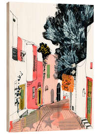 Tableau en bois Streets of Sidi Bou Said, Tunisia - Anastasia Mamoshina