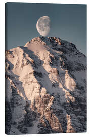 Canvas print Snowy Mountain with Moon - Michael Helmer