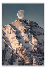 Wall print Snowy Mountain with Moon - Michael Helmer