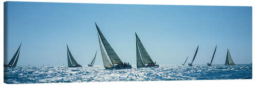 Lærredsbillede Sailboats racing in the sea, Key West Race Week, Florida, 2000