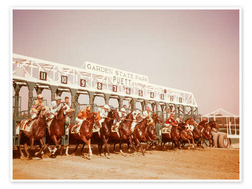 Poster 1960s Race horses, Garden State Park, New Jersey