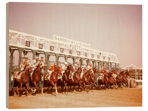 Hout print 1960s Race horses, Garden State Park, New Jersey